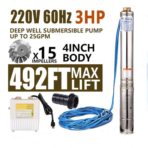 EURORECAR 220V Submersible Pump 220V High Lift Shallow .